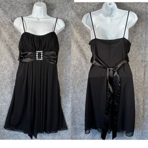 Y2K City Triangles Black Dress L Babydoll Cocktail Sheer Fairy Grunge Whimsigoth
